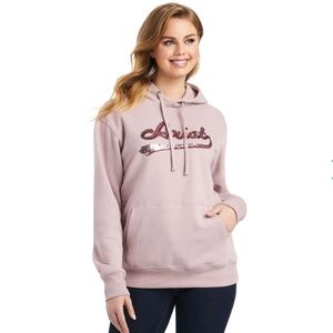 Ariat sequin logo hoodie, rose heather, size XL